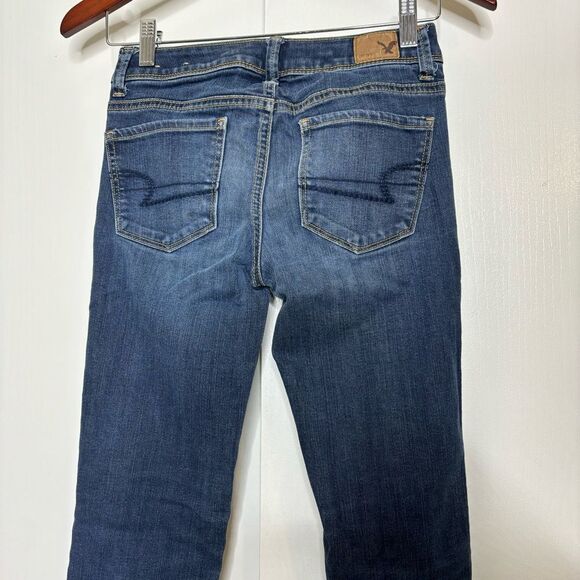 2 for 25 American Eagle Outfitters Mid Rise Super Skinny Jeans 0 Short Blue - Picture 4 of 7